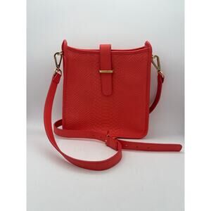 Women’s Gigi New York Coral Leather Crossbody Purse w/ Snakeskin Pattern